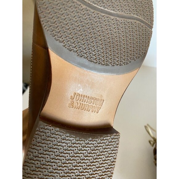 Johnston & Murphy Garner Wingtip Shoes Men Sz 11 Brown Tan Leather Linen Oxford - Picture 14 of 15